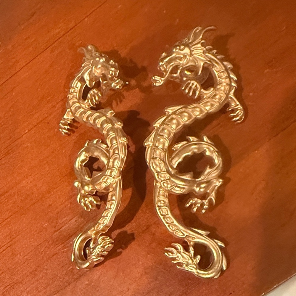 Exquisite Gold Dragon Earrings